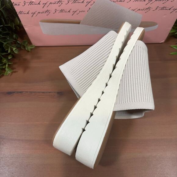 Kensie Women's Ellie Beige Knit Wedge Sandals Size 8 - Picture 6 of 7